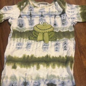 Green and White Tie-Dye Frog Onesie